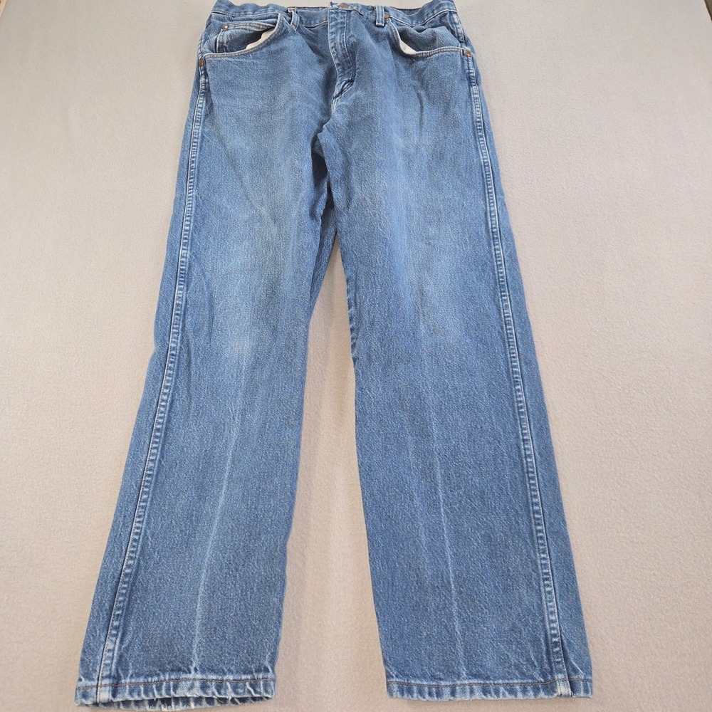 Wrangler Cowboy Cut Relaxed Fit Jeans Mens 35x32 Blue Straight Leg 31MWZPW